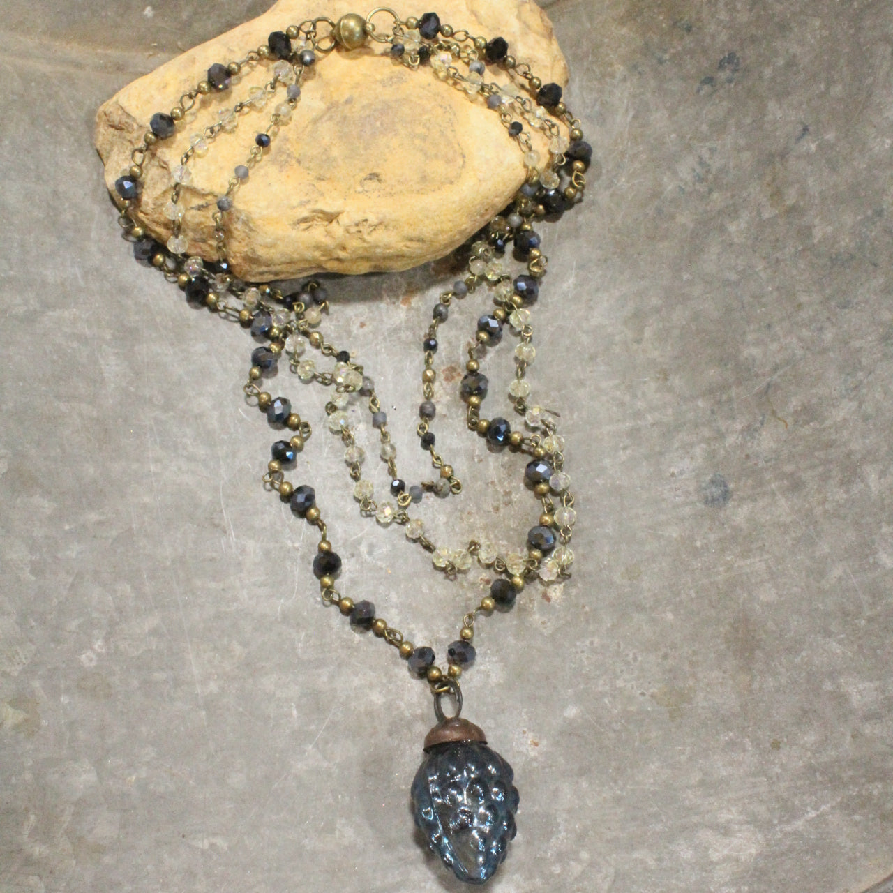 Pass The Pinecone Navy Layered Necklace