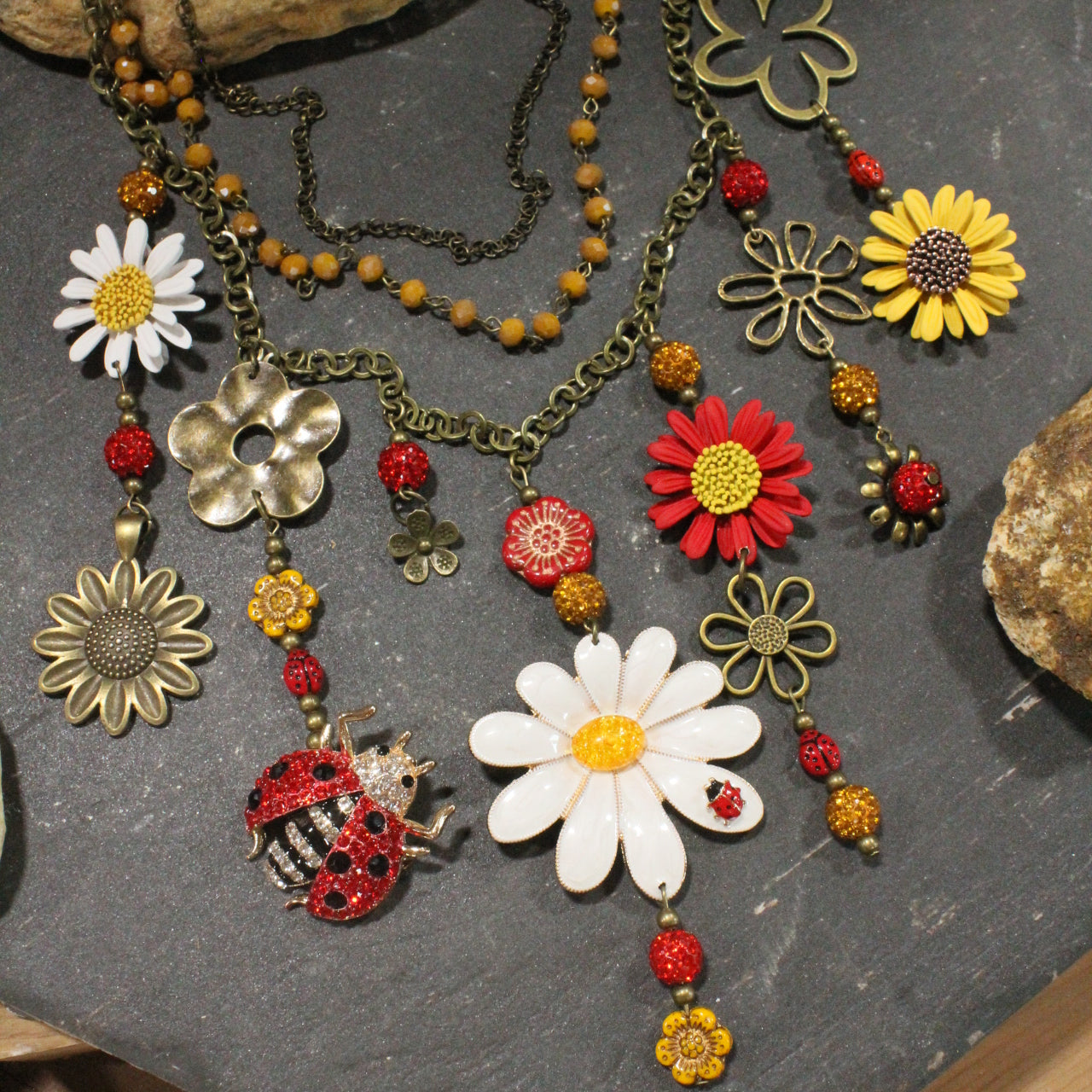 Ladybug Love Flower Charm'd Necklace