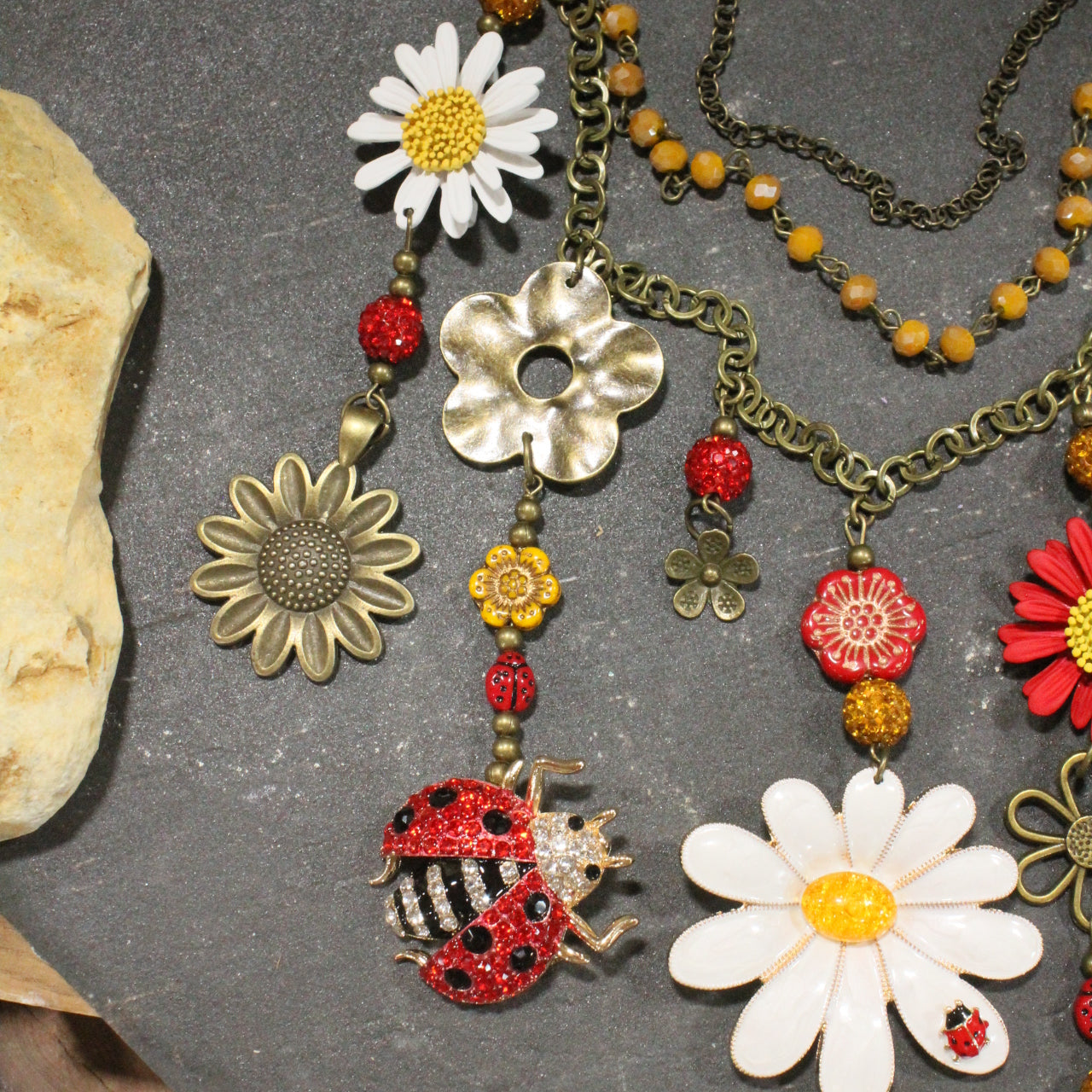 Ladybug Love Flower Charm'd Necklace