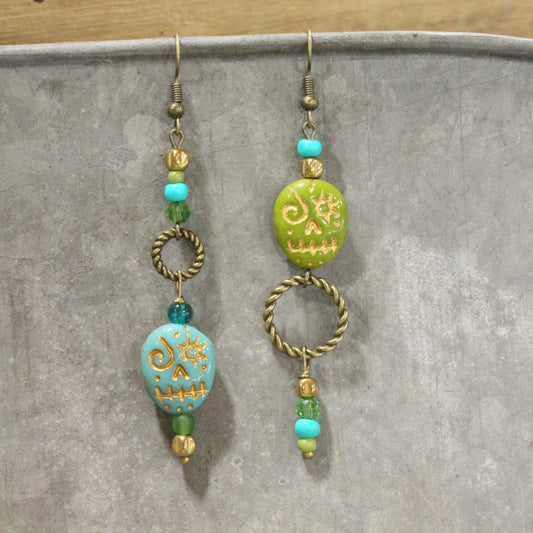 Just A Little Bit Crazy Skull Dangle Drop Earrings