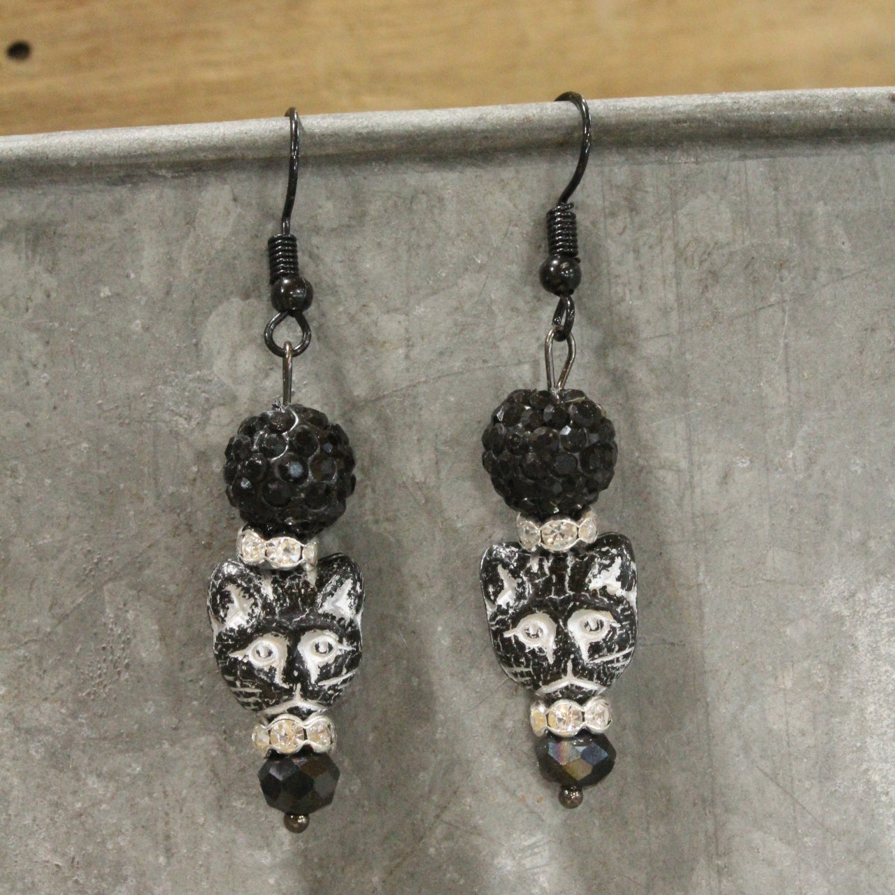 Sassy Black Cat Dangle Drop Earrings
