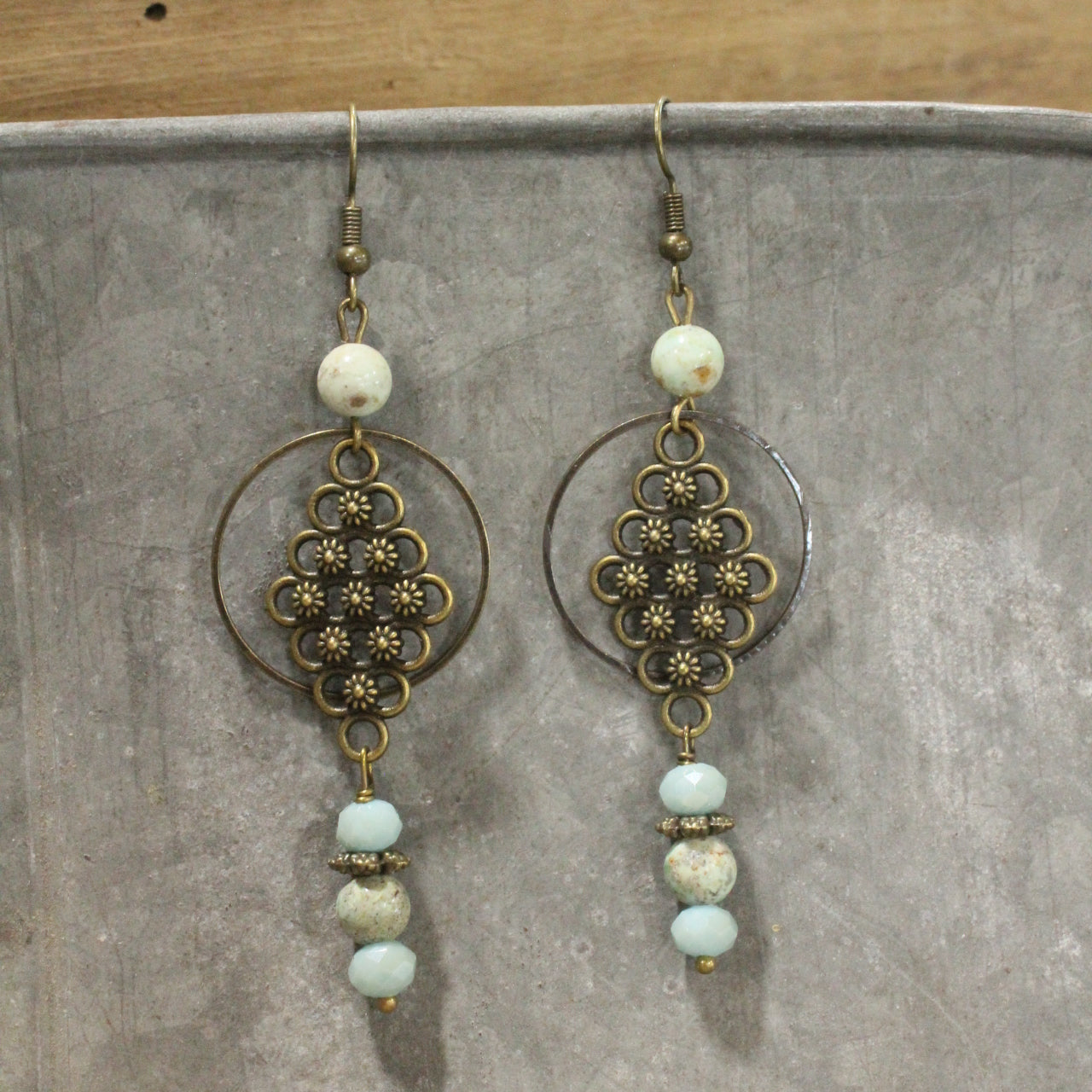 Vintage Stone Dangle Drop Earrings