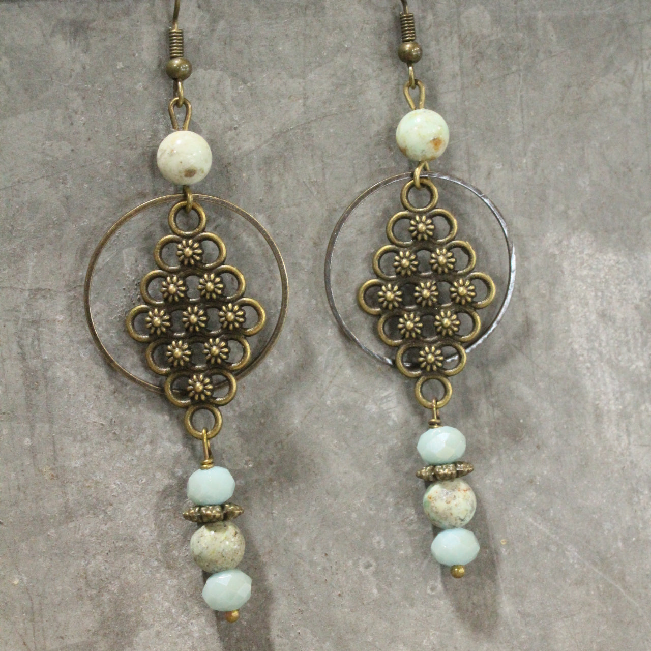 Vintage Stone Dangle Drop Earrings