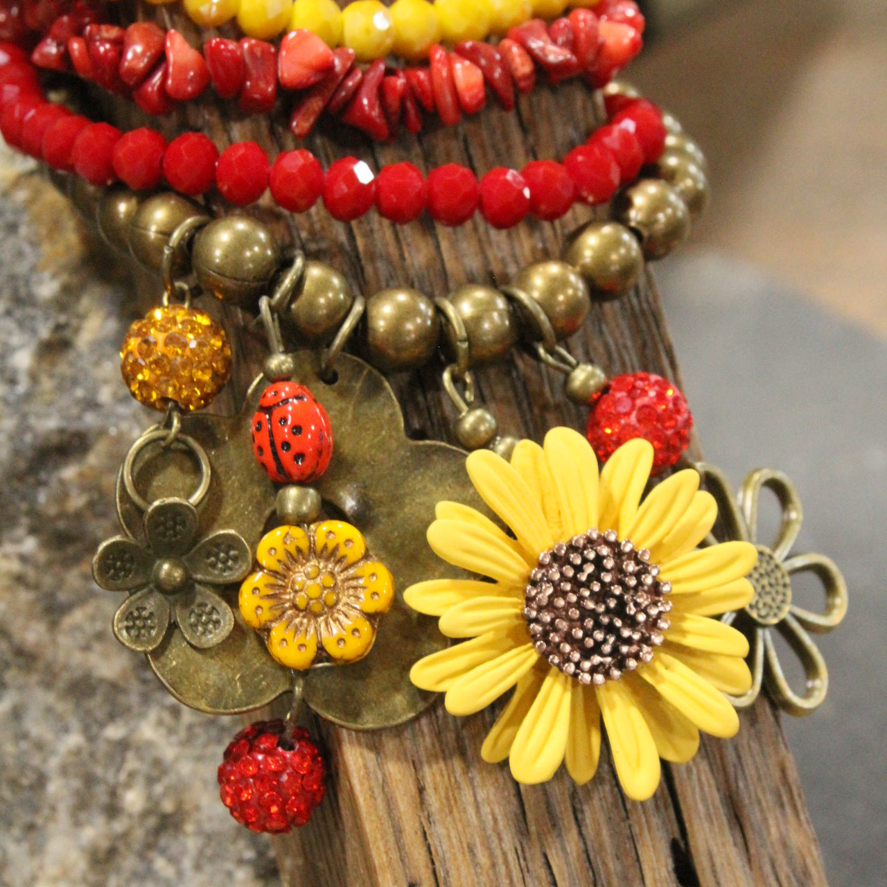 Ladybug Love Flower Charm'd Bracelet