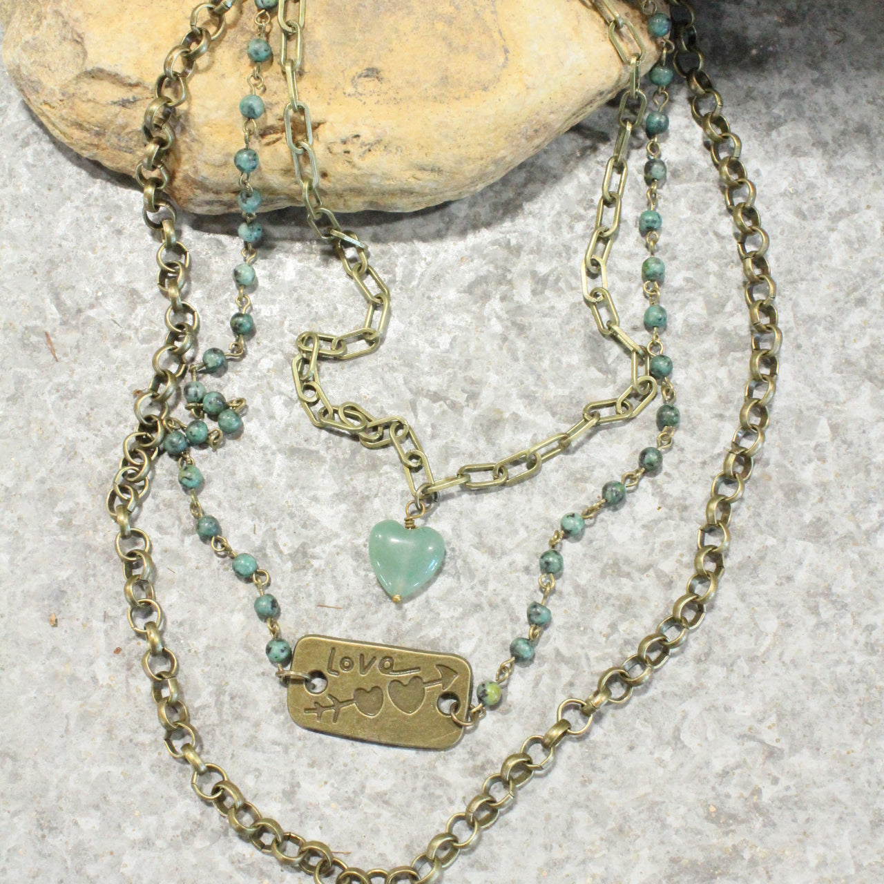 Cupid's Triple Layered Jasper Necklace