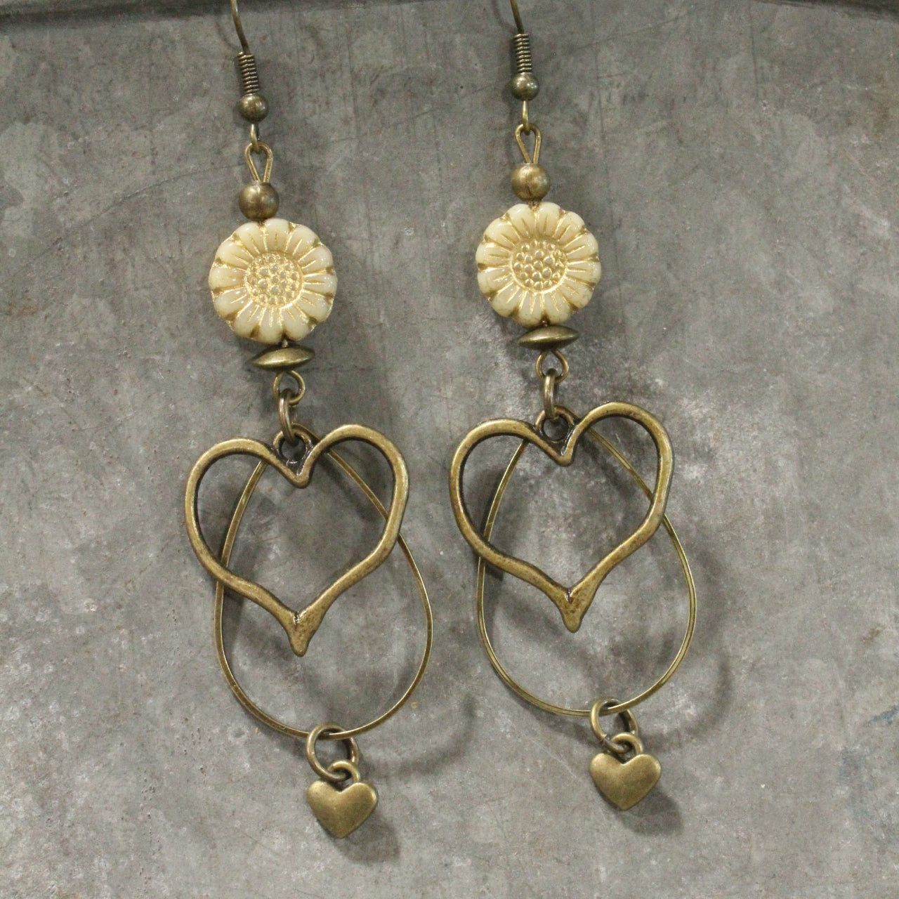 Tender Heart Czech Glass Dangle Earrings