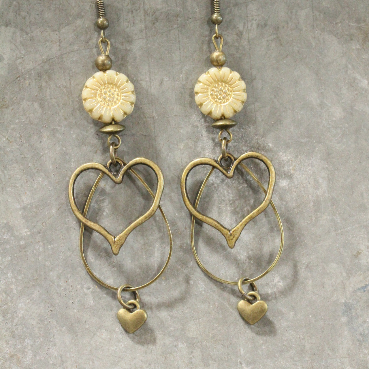 Tender Heart Czech Glass Dangle Earrings