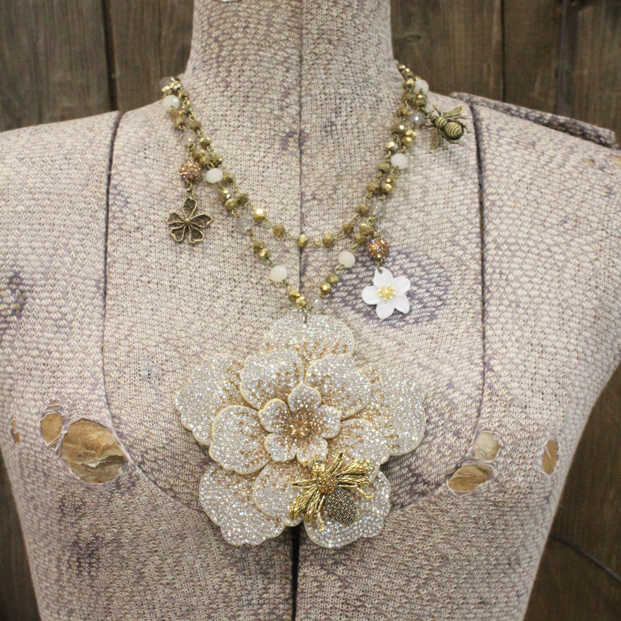 Power In The Flower Dazzling Bee Layered Necklace