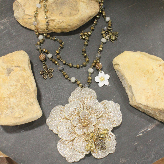 Power In The Flower Dazzling Bee Layered Necklace