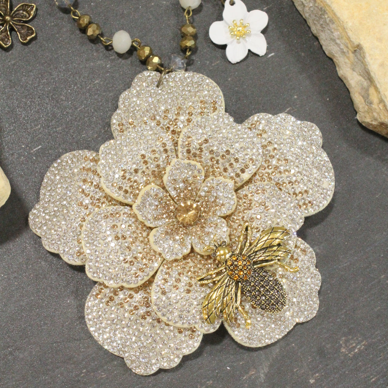 Power In The Flower Dazzling Bee Layered Necklace