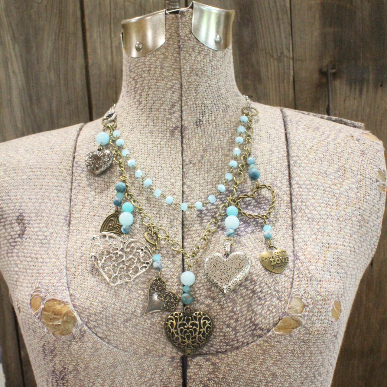 Loads Of Love Czech Heart & Mixed Metal Charmers Necklace