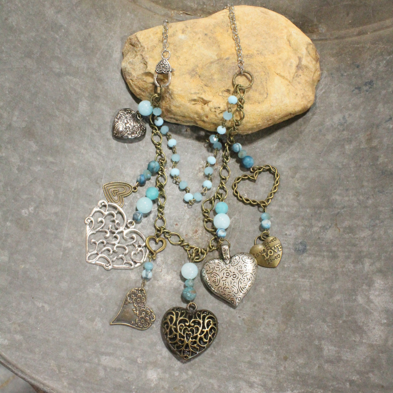 Loads Of Love Czech Heart & Mixed Metal Charmers Necklace