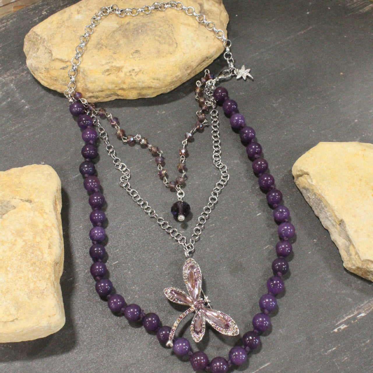Dragonfly Lane Purple Layered Necklace