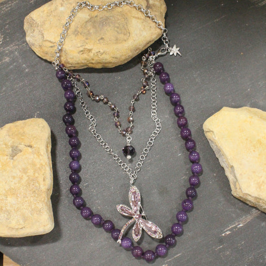 Dragonfly Lane Purple Layered Necklace