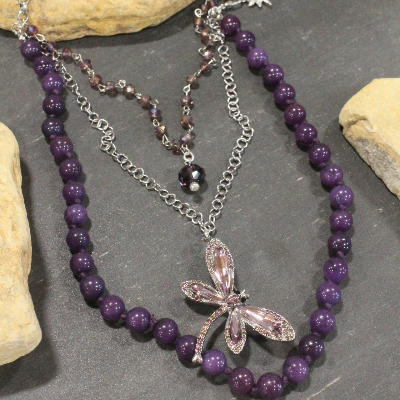Dragonfly Lane Purple Layered Necklace