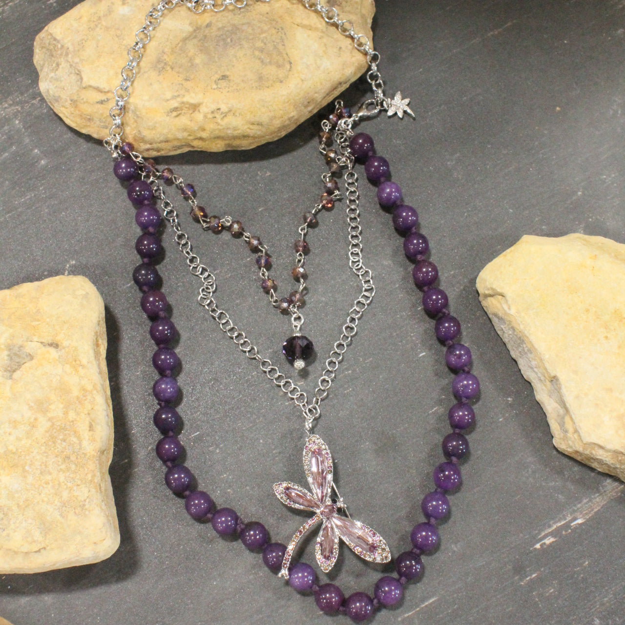 Dragonfly Lane Purple Layered Necklace