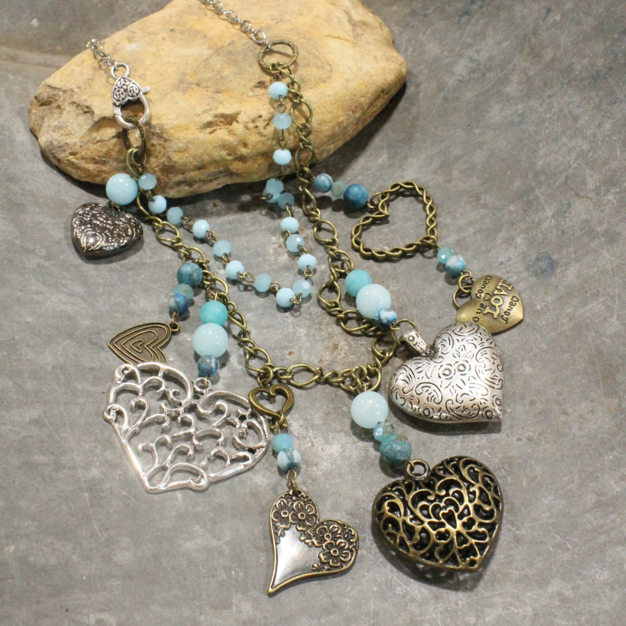 Loads Of Love Czech Heart & Mixed Metal Charmers Necklace