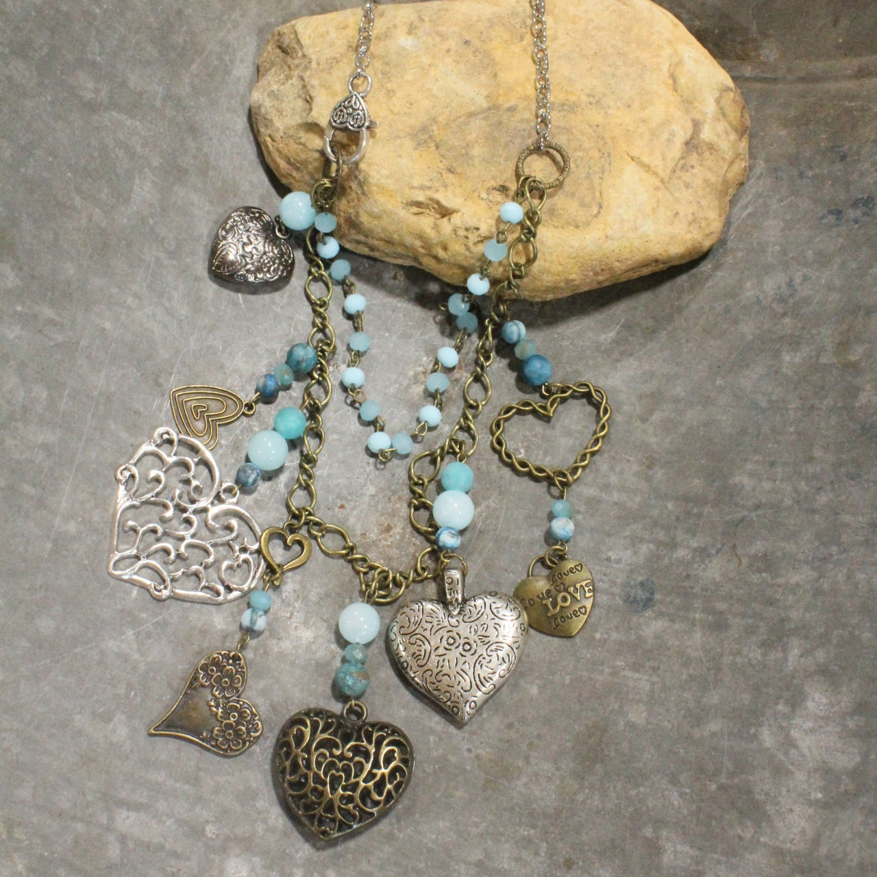 Loads Of Love Czech Heart & Mixed Metal Charmers Necklace