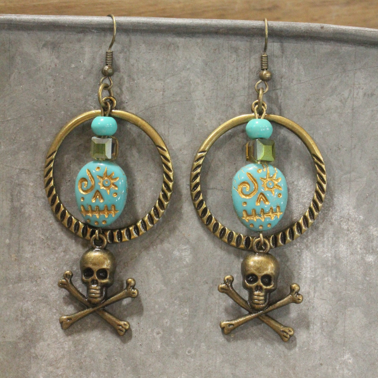 Skull & Cross Bones Dangle Drop Earrings