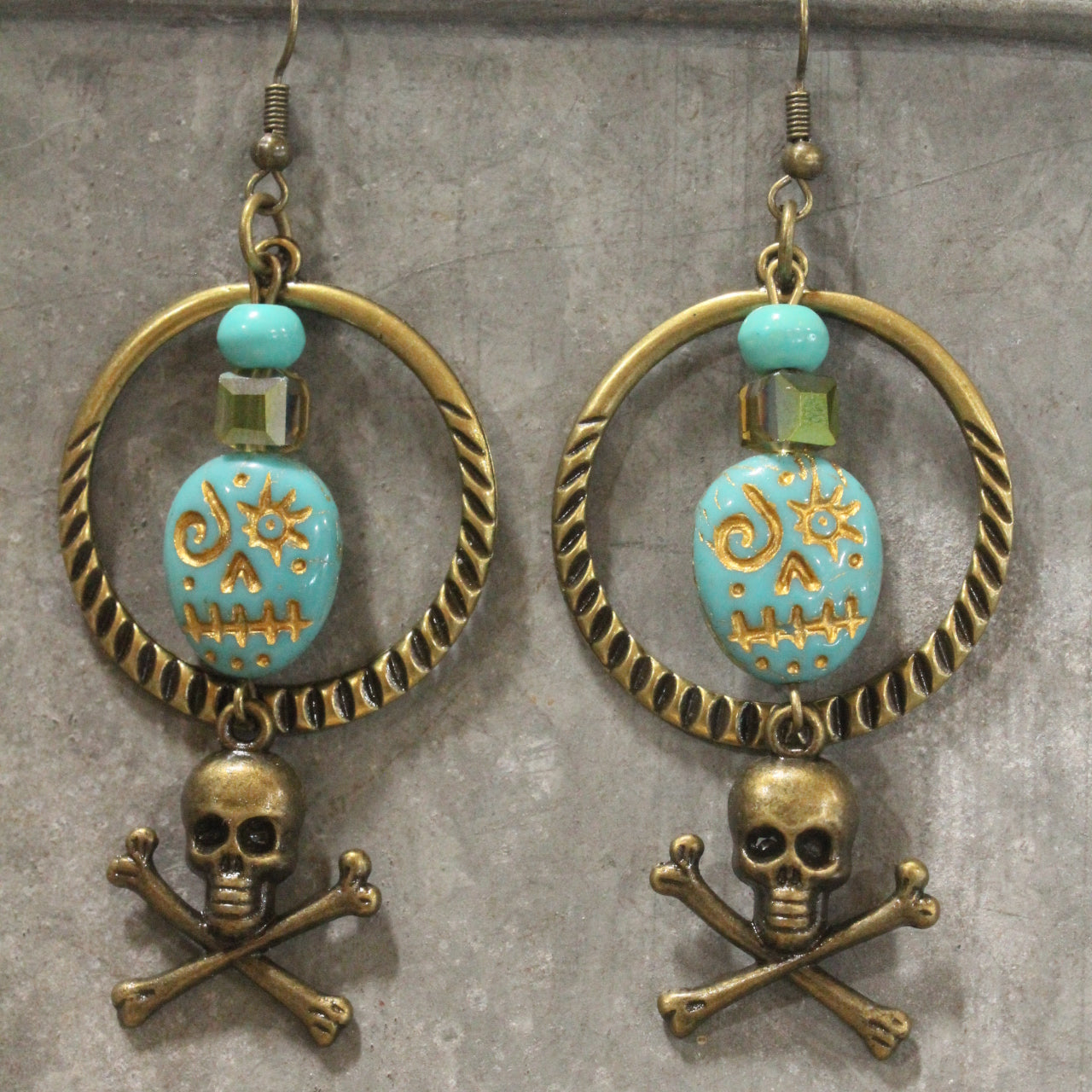 Skull & Cross Bones Dangle Drop Earrings