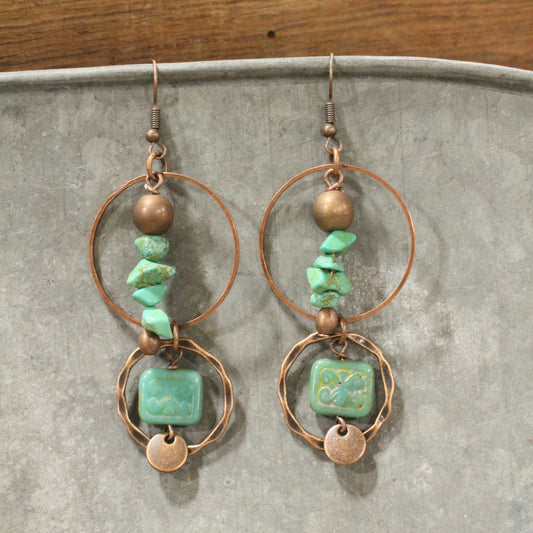 Tumbled Stone Czech Dangle Earrings