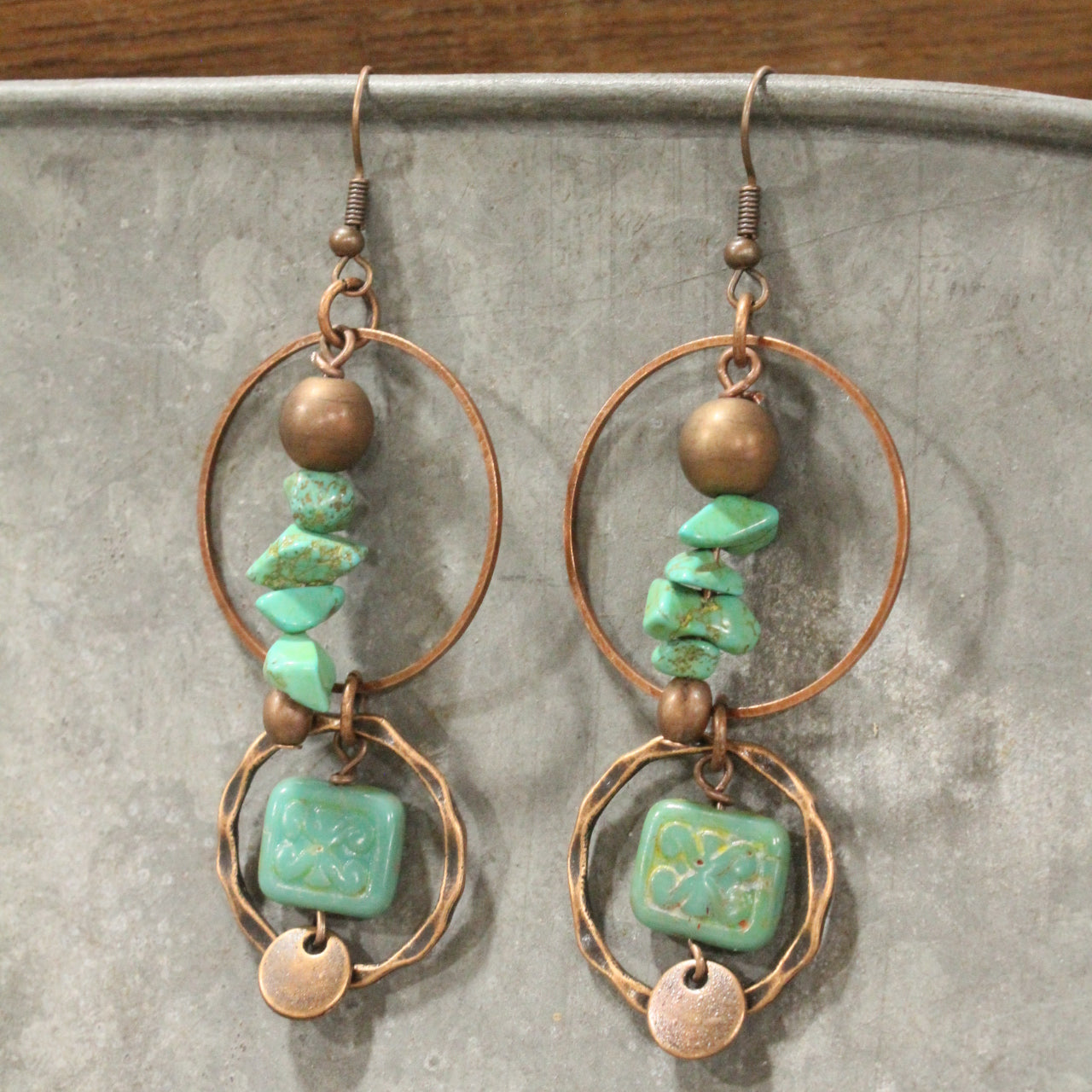 Tumbled Stone Czech Dangle Earrings