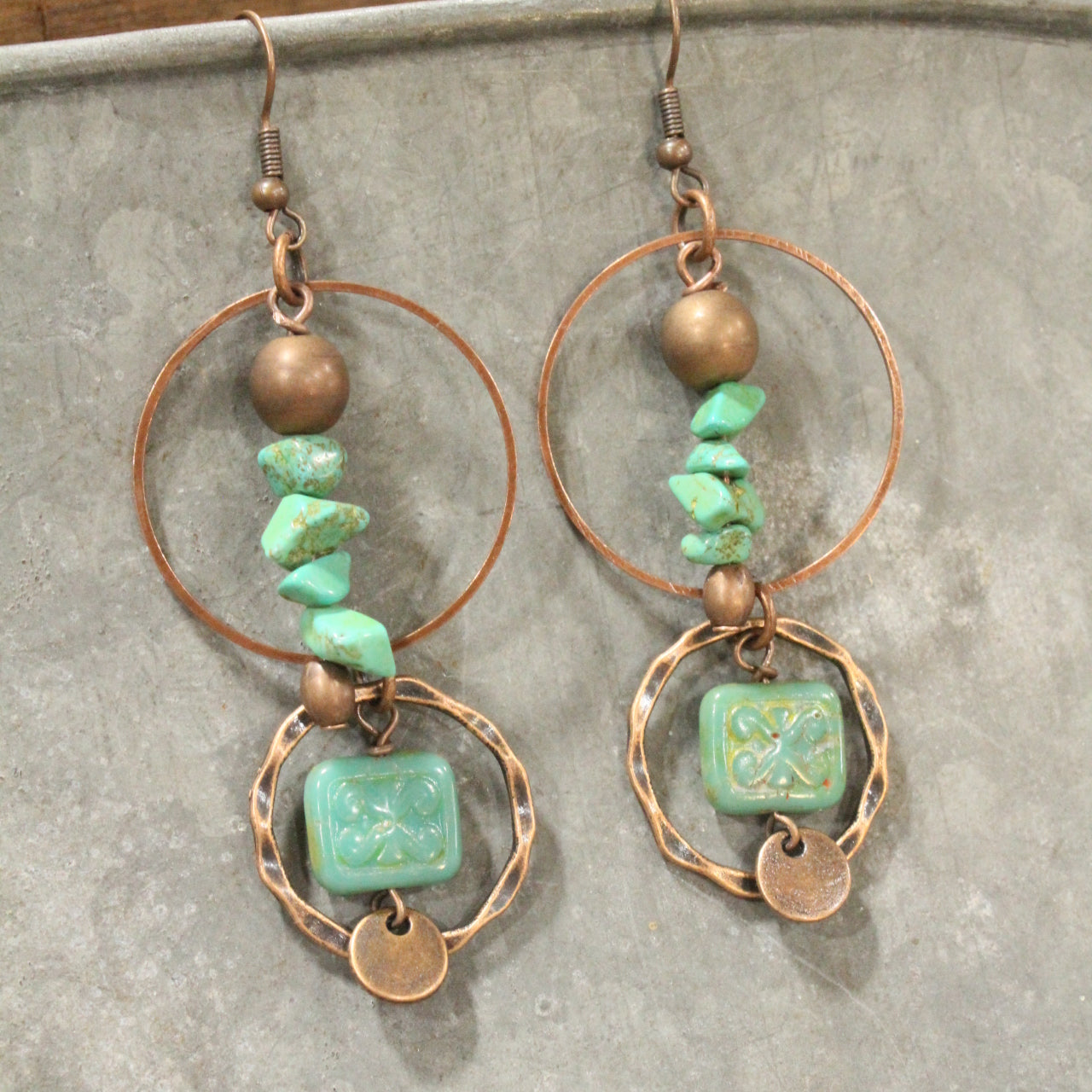 Tumbled Stone Czech Dangle Earrings