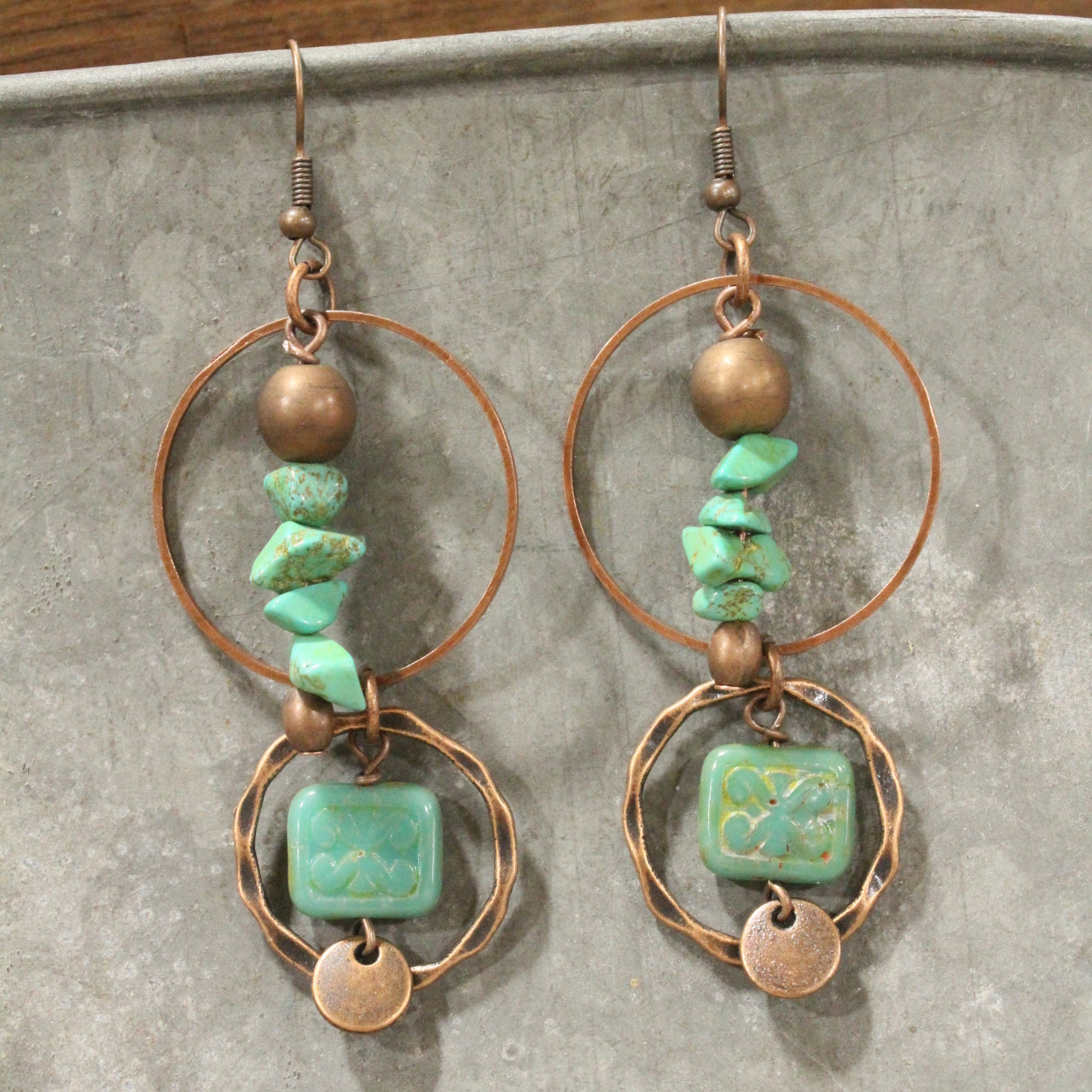 Tumbled Stone Czech Dangle Earrings