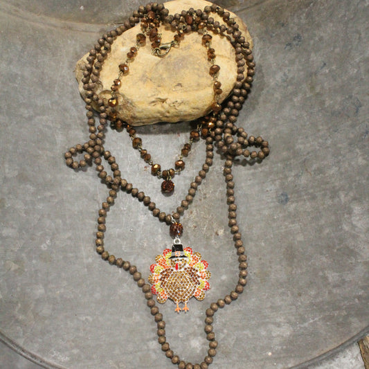 Tom The Turkey Layered Glass Necklace