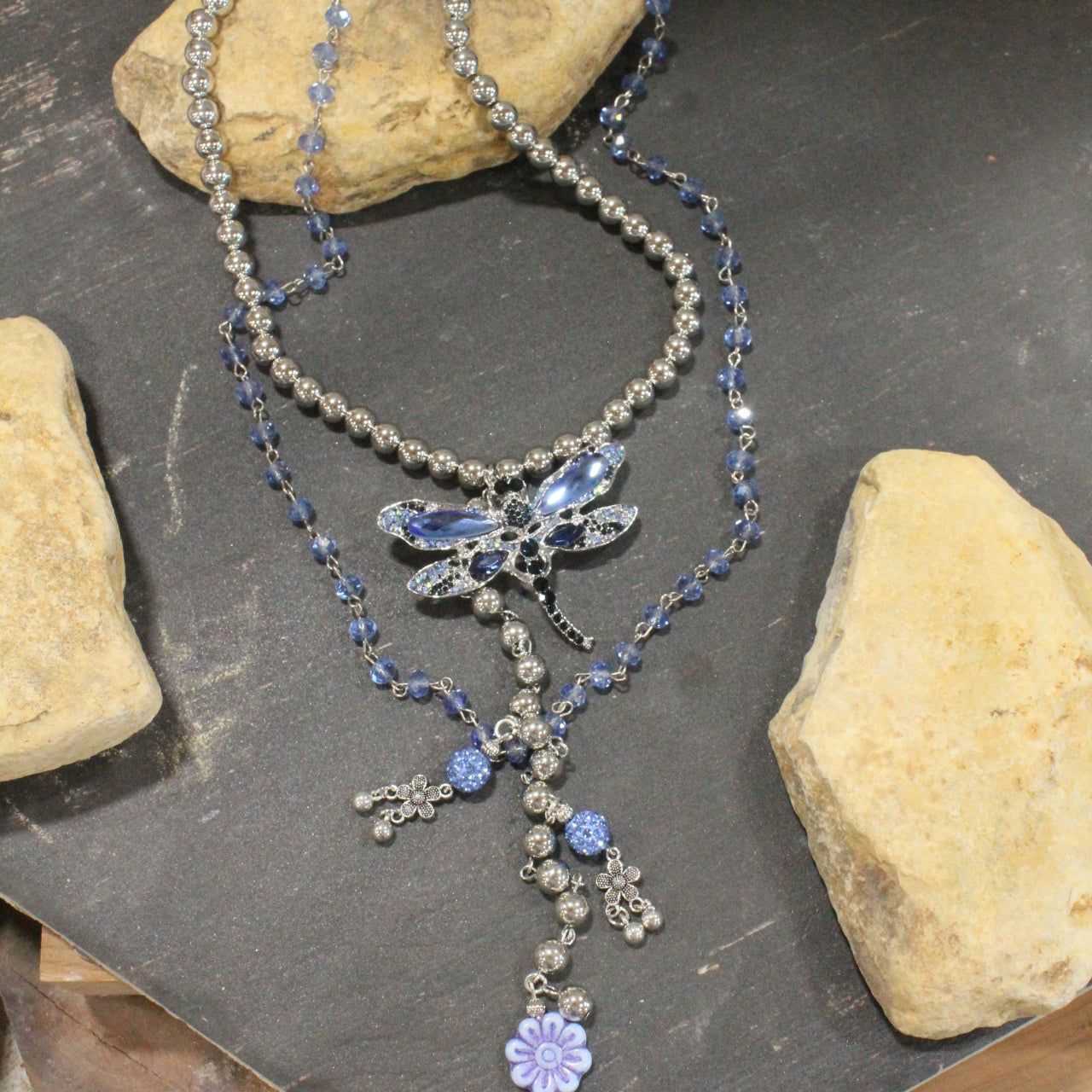 Dragonfly Lane Blue Layered Necklace